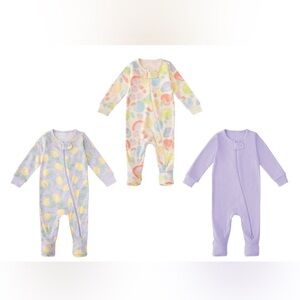 Member’s Mark Newborn Girls 3 Pack Of Pajamas 100% Organic Cotton New With Tags